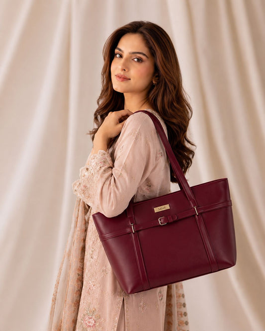 Allure Tote - Deep Maroon