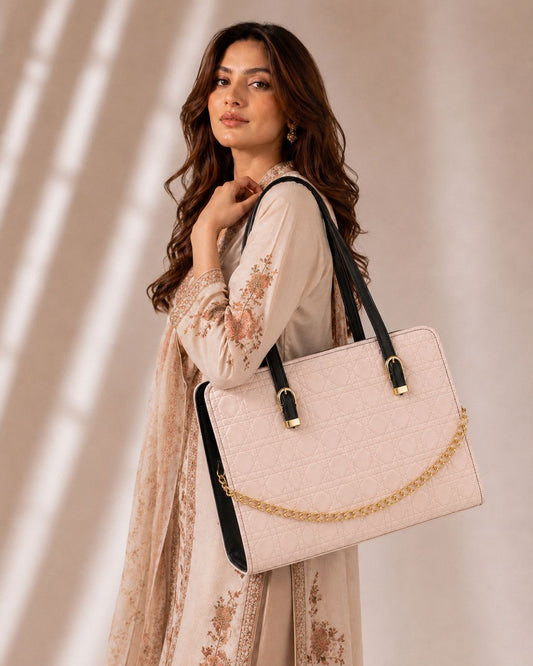 Majestic Chain Tote - Pink & Black
