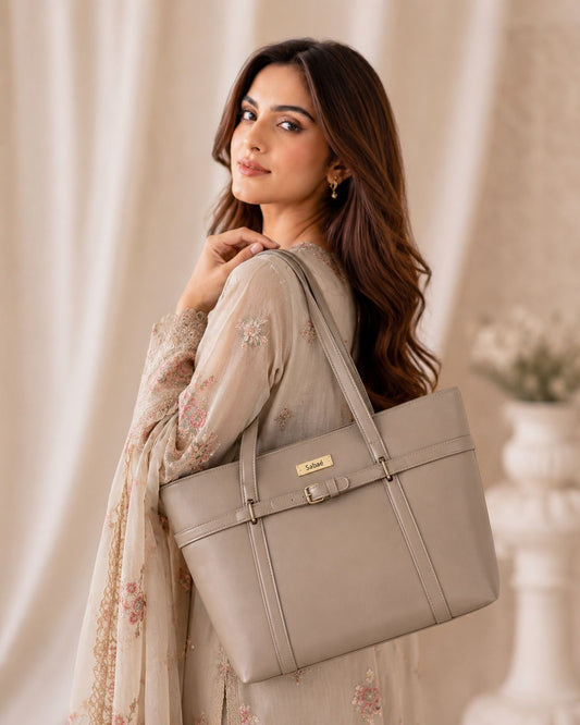 Allure Tote - Metallic Taupe