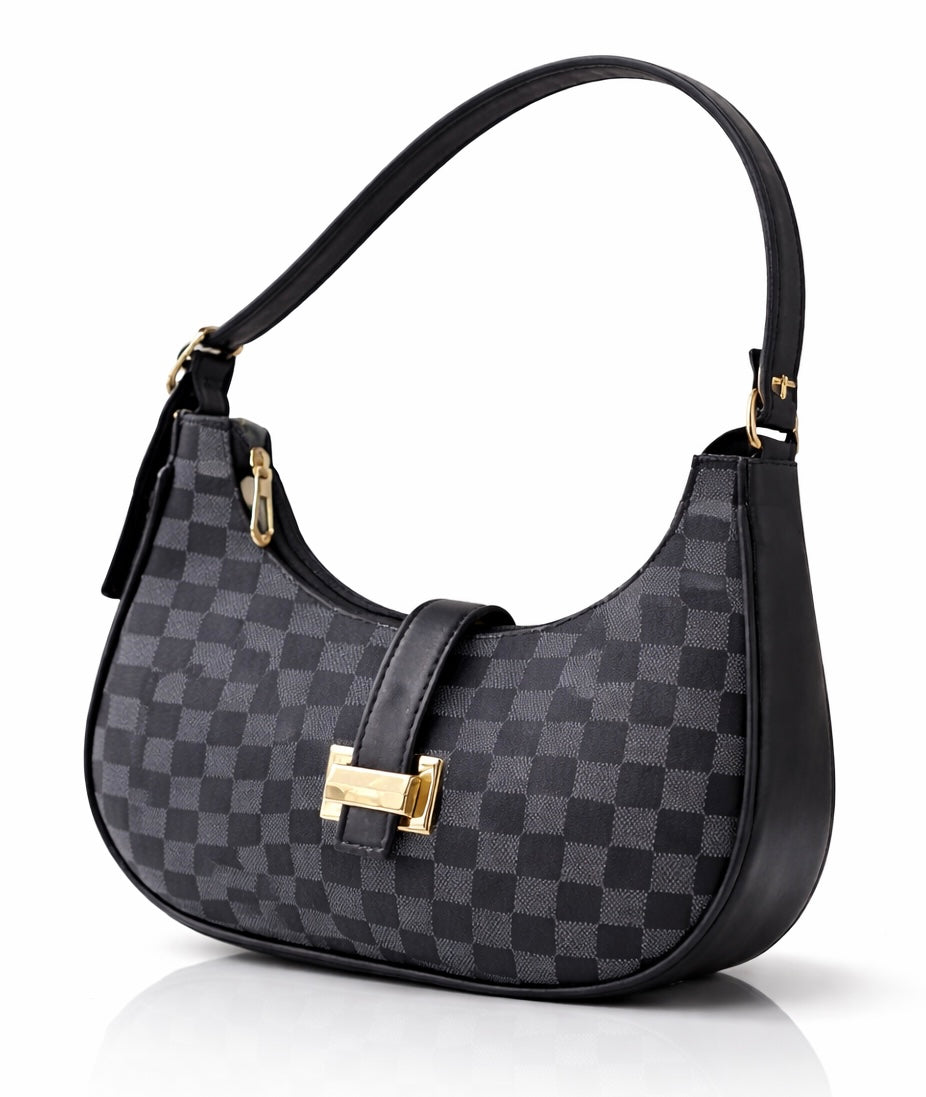 Chic Moon-Shaped Shoulder Bag with Adjustable Handles and Elegant Closure