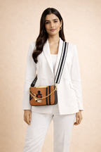 Poison Print Camel Brown Trendy Canvas Bag