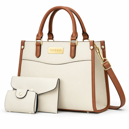 Elegant 3 Pcs Handbag Set for Women – Tote Bag with Shoulder Strap, Clutch & Wallet