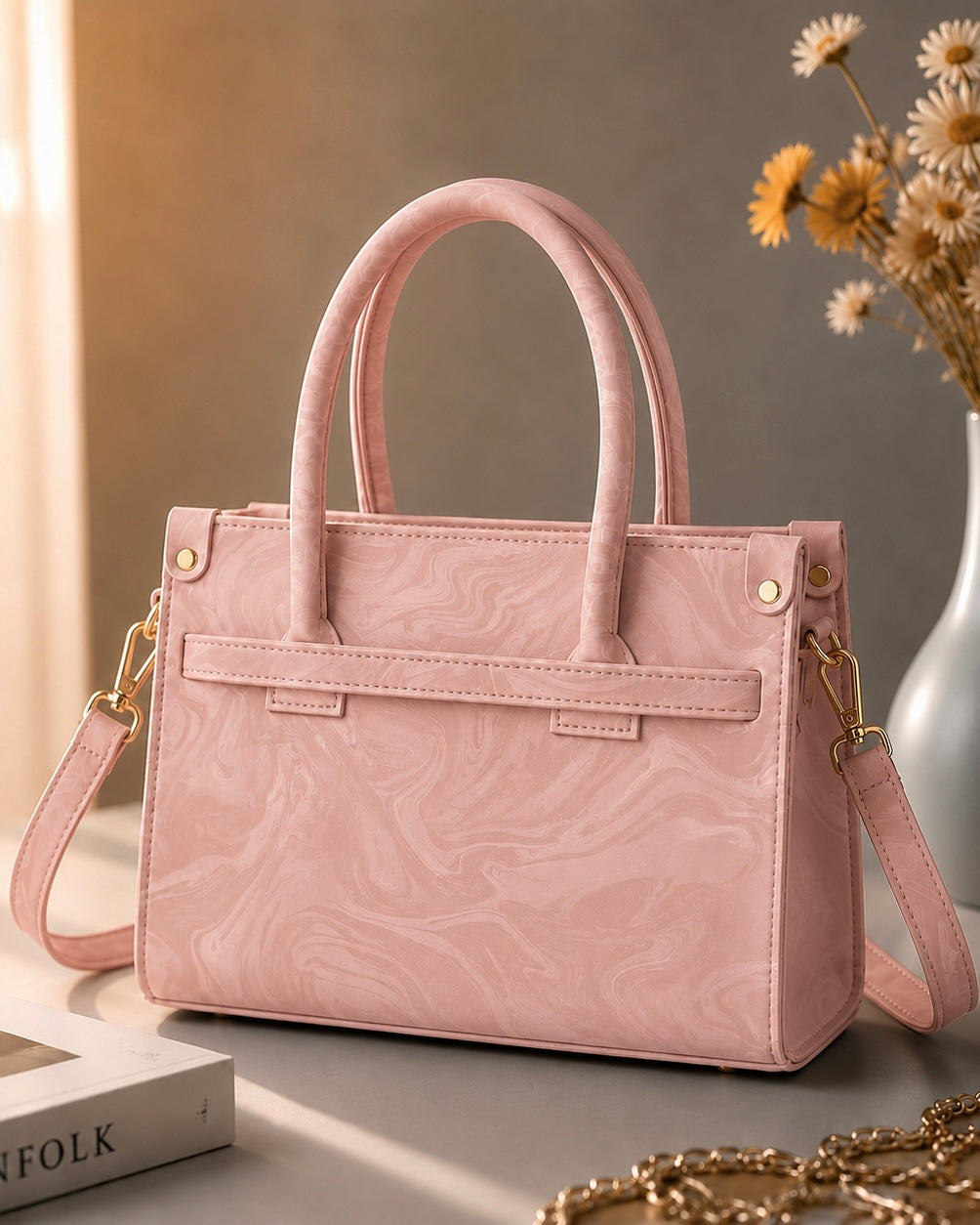 Sabaé Luxe Marble HandBag – Blush Pink