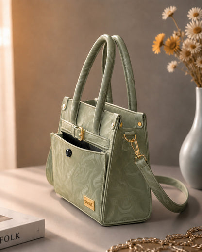 Sabaé Luxe Marble HandBag – Olive Green