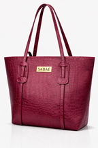 Elegant Croc-Embossed Tote Bag with Gold Logo Accent