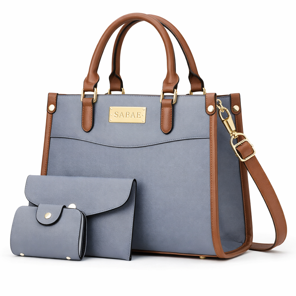 Elegant 3 Pcs Handbag Set for Women – Tote Bag with Shoulder Strap, Clutch & Wallet