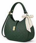 Elegant Green Moon Bag with Golden Accents and Stylish Scarf – The Ultimate Fashion Accessory