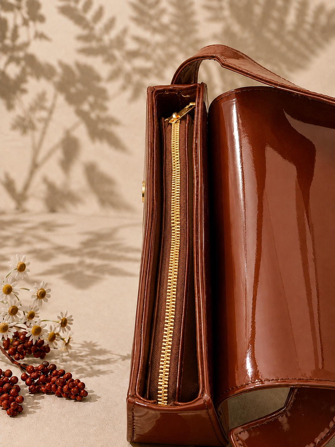 Cherry Charm Crossbody Bag – Brown