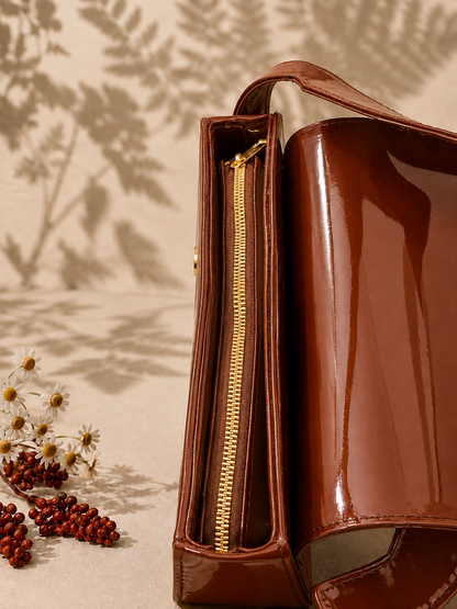 Cherry Charm Crossbody Bag – Brown