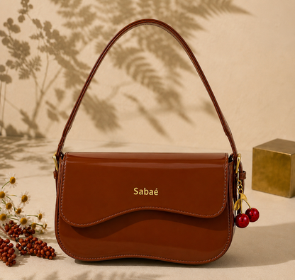 Cherry Charm Crossbody Bag – Brown