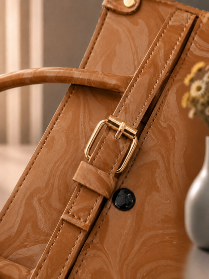 Sabaé Luxe Marble HandBag – Camel Brown