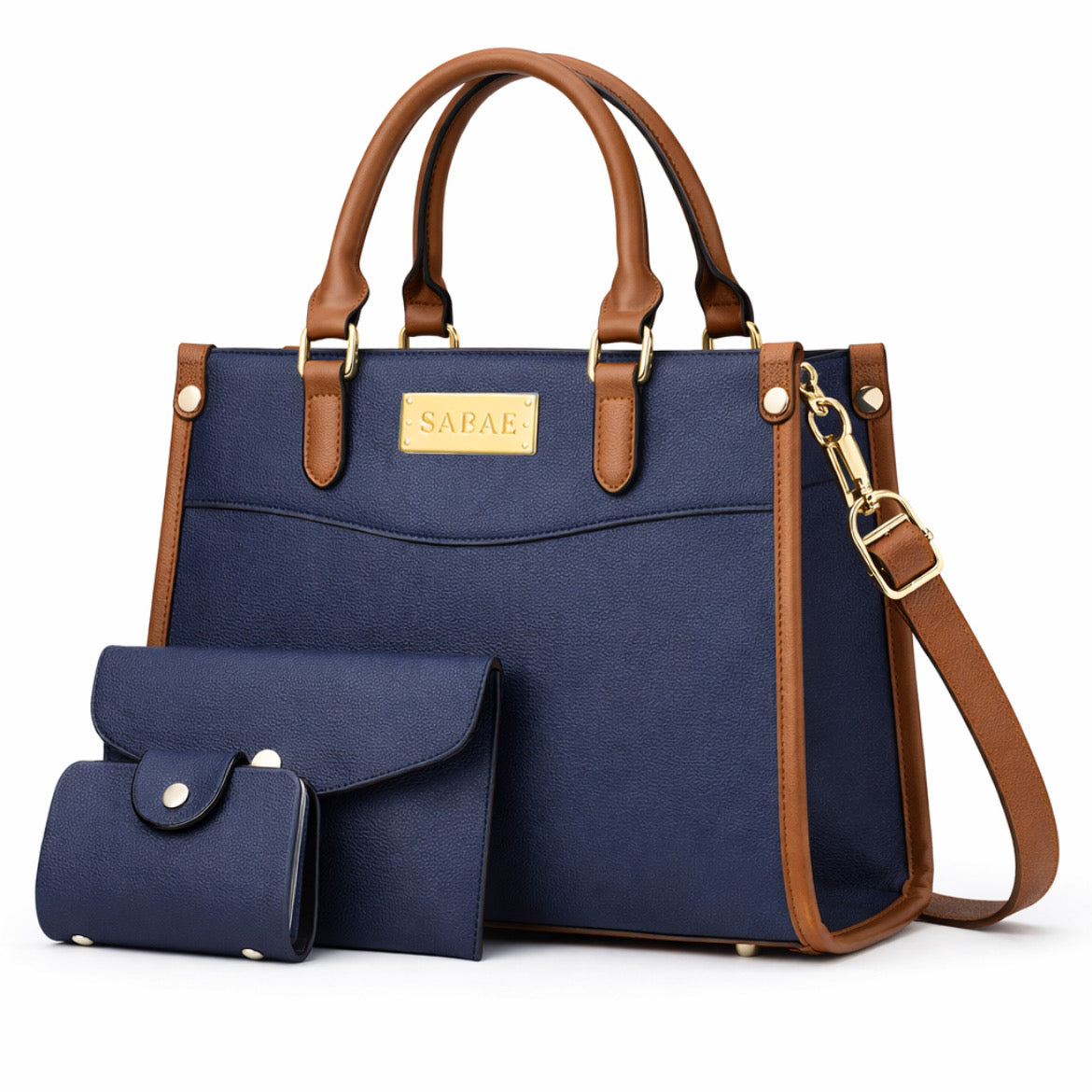 Elegant 3 Pcs Handbag Set for Women – Tote Bag with Shoulder Strap, Clutch & Wallet