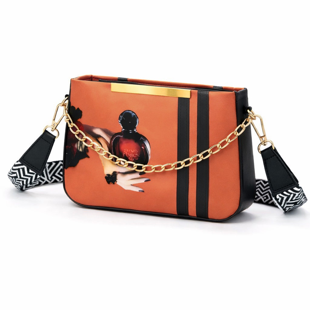 Poison Print Orange Trendy Canvas Bag