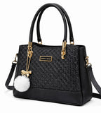 Elegant Jatt Black Designer Handbag with Gold Hardware & Pom-Pom Charm