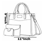 Elegant 3 Pcs Handbag Set for Women – Tote Bag with Shoulder Strap, Clutch & Wallet