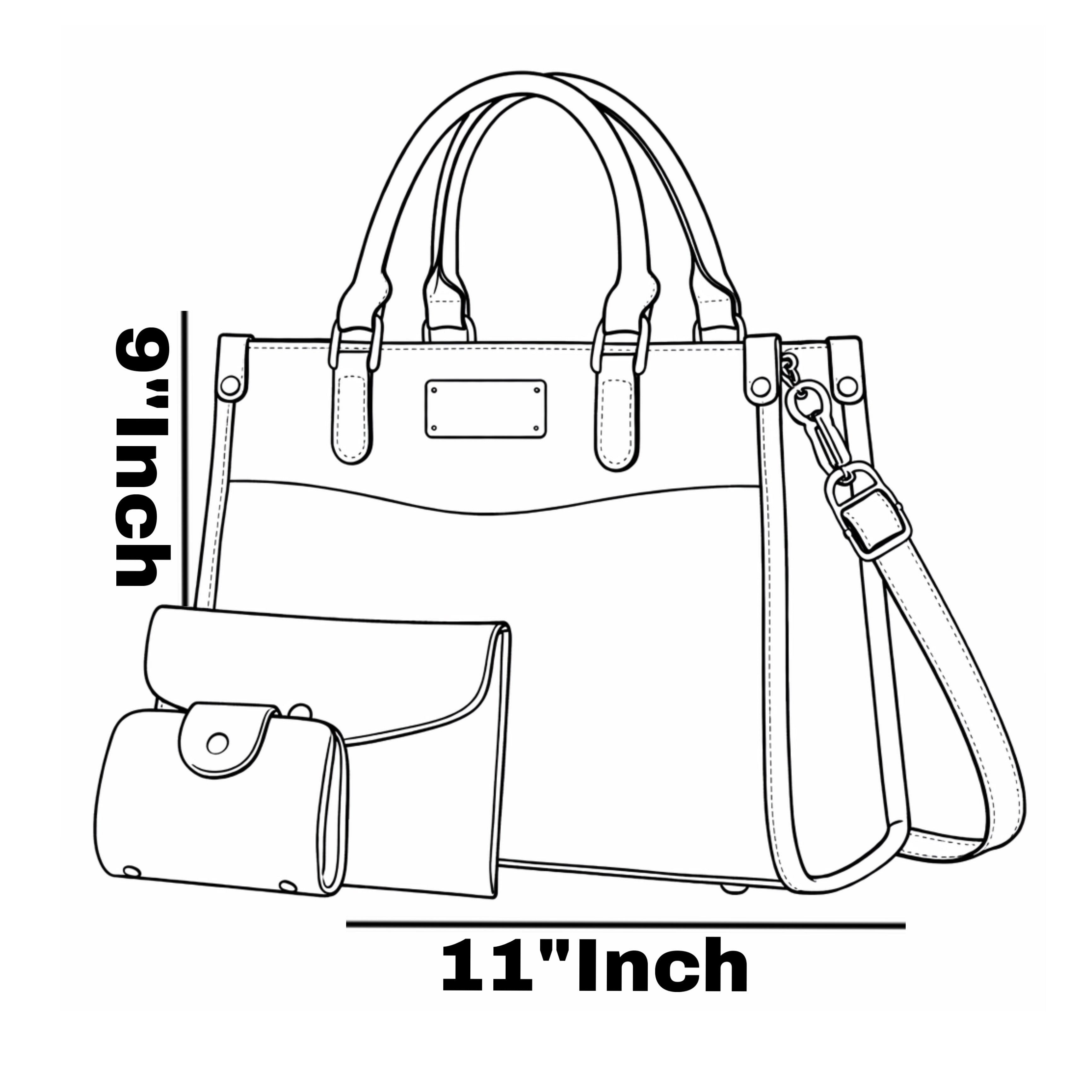 Elegant 3 Pcs Handbag Set for Women – Tote Bag with Shoulder Strap, Clutch & Wallet