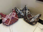 Stylish Trendy Ethnic Print Canvas Shoulder Bag with Adjustable Strap