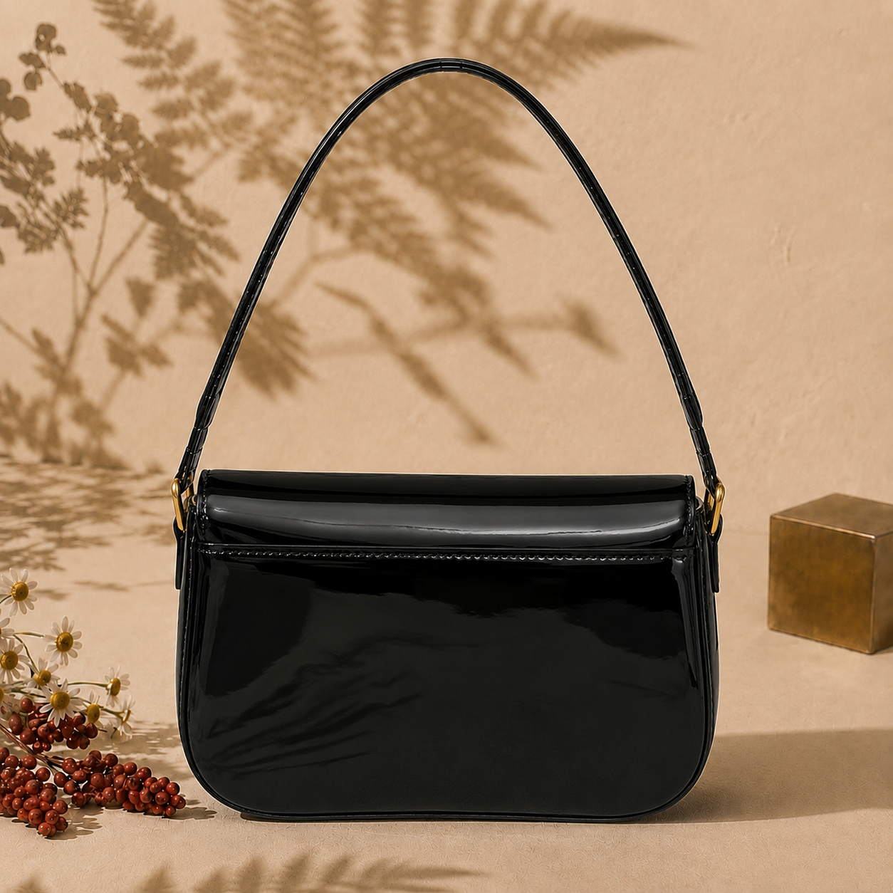Cherry Charm Crossbody Bag – Black