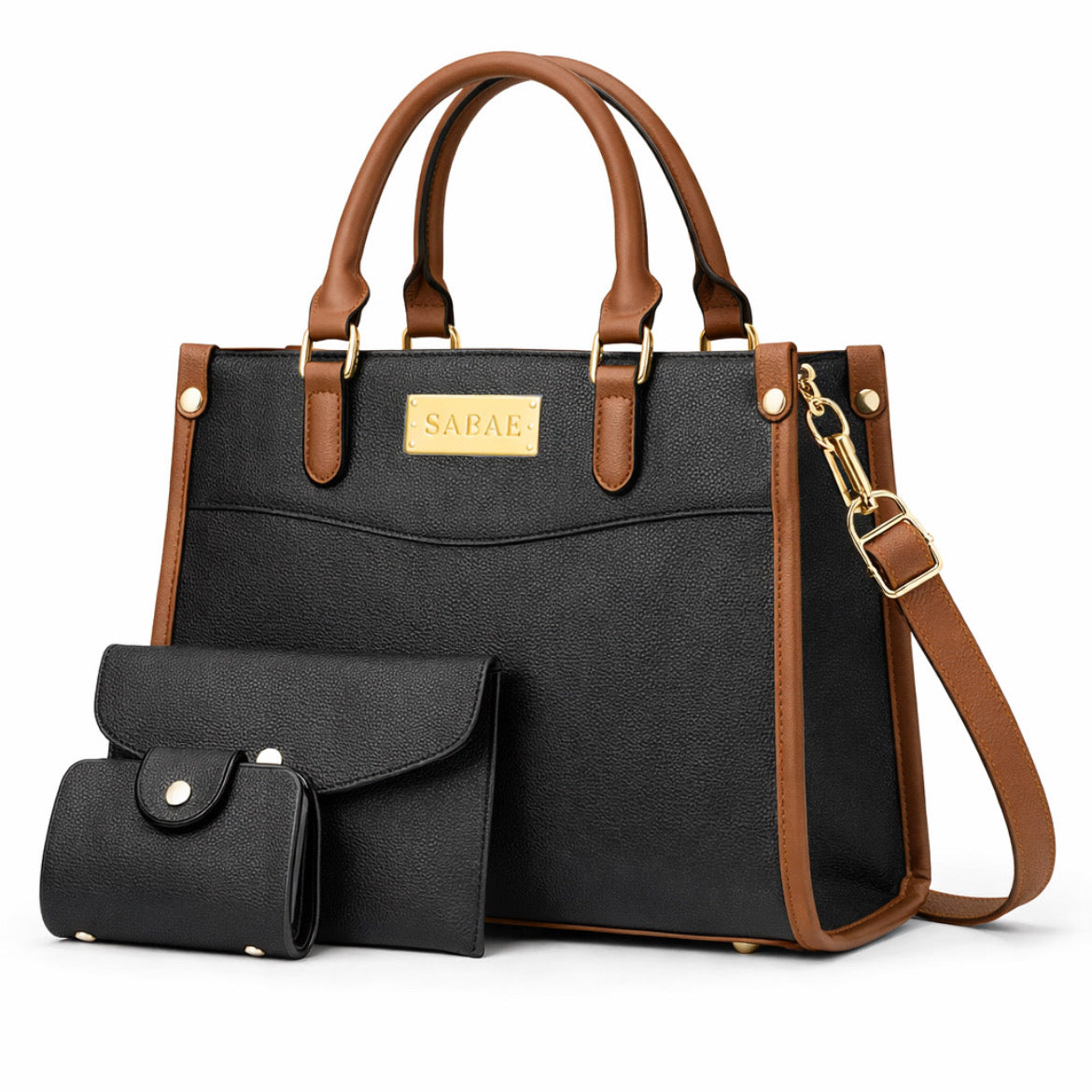 Elegant 3 Pcs Handbag Set for Women – Tote Bag with Shoulder Strap, Clutch & Wallet