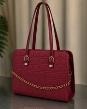 Majestic Chain Tote - Deep Maroon / Burgundy