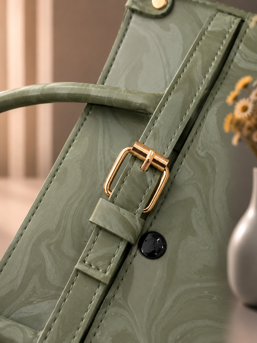 Sabaé Luxe Marble HandBag – Olive Green