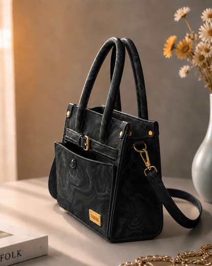 Sabaé Luxe Marble HandBag – Black
