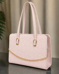 Majestic Chain Tote - Pastel Rose Pink