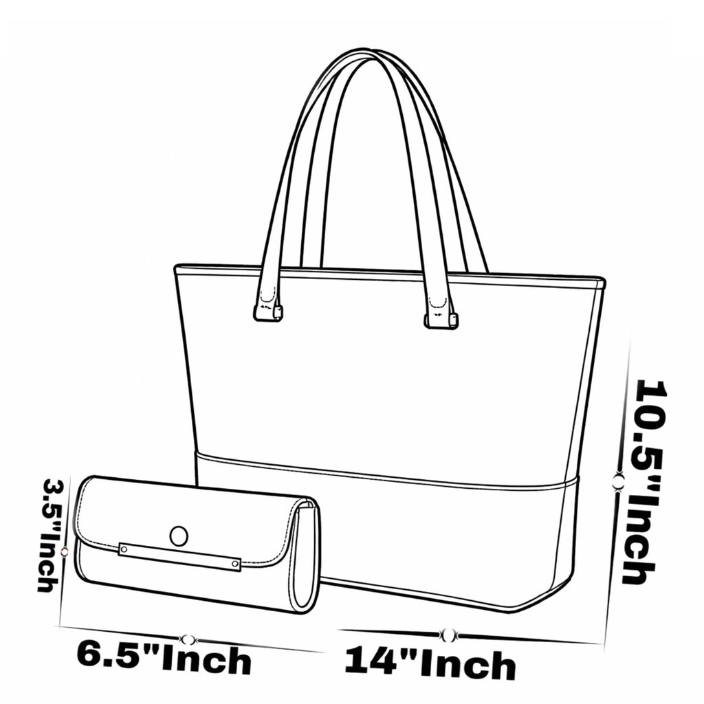 Elegant Two-Piece Canvas Shoulder Bag Set with Long Handles and Matching Pouch