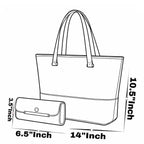 Elegant Two-Piece Canvas Shoulder Bag Set with Long Handles and Matching Pouch