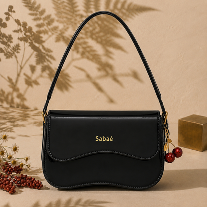 Cherry Charm Crossbody Bag – Black