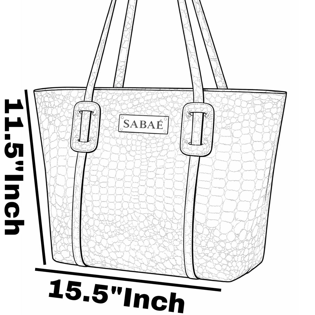 Elegant Croc-Embossed Tote Bag with Gold Logo Accent