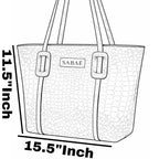 Elegant Croc-Embossed Tote Bag with Gold Logo Accent