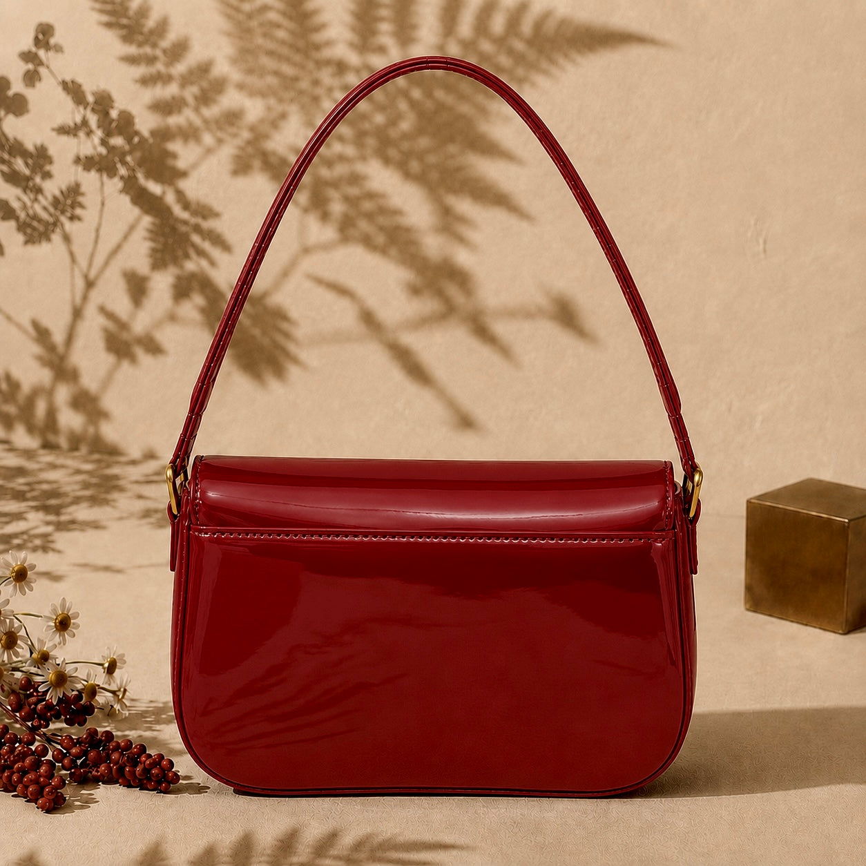 Cherry Charm Crossbody Bag – Maroon