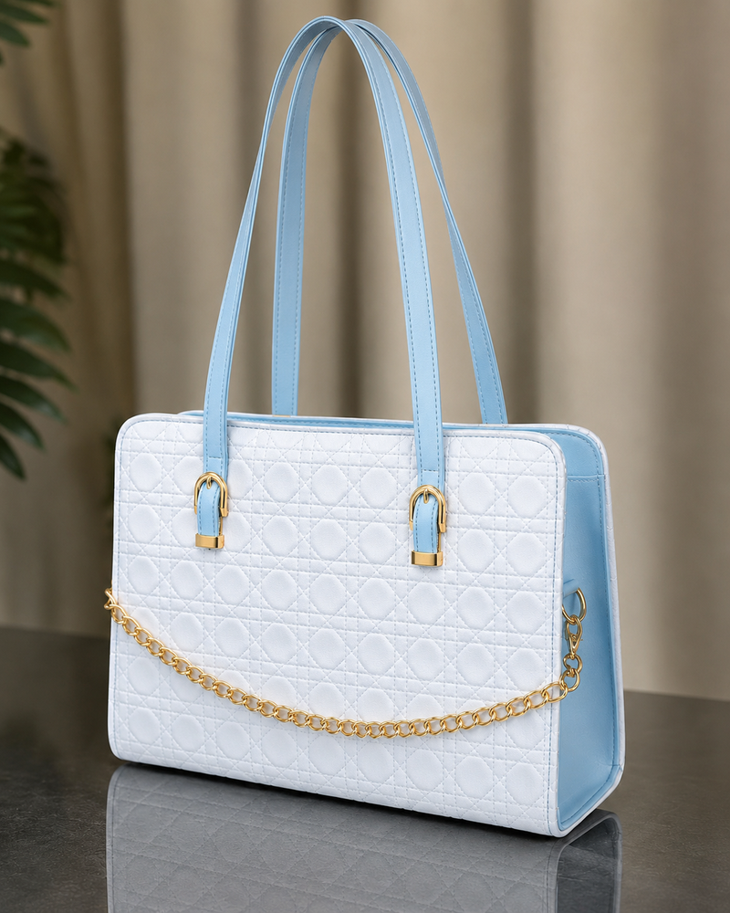 Majestic Chain Tote - Ice Blue