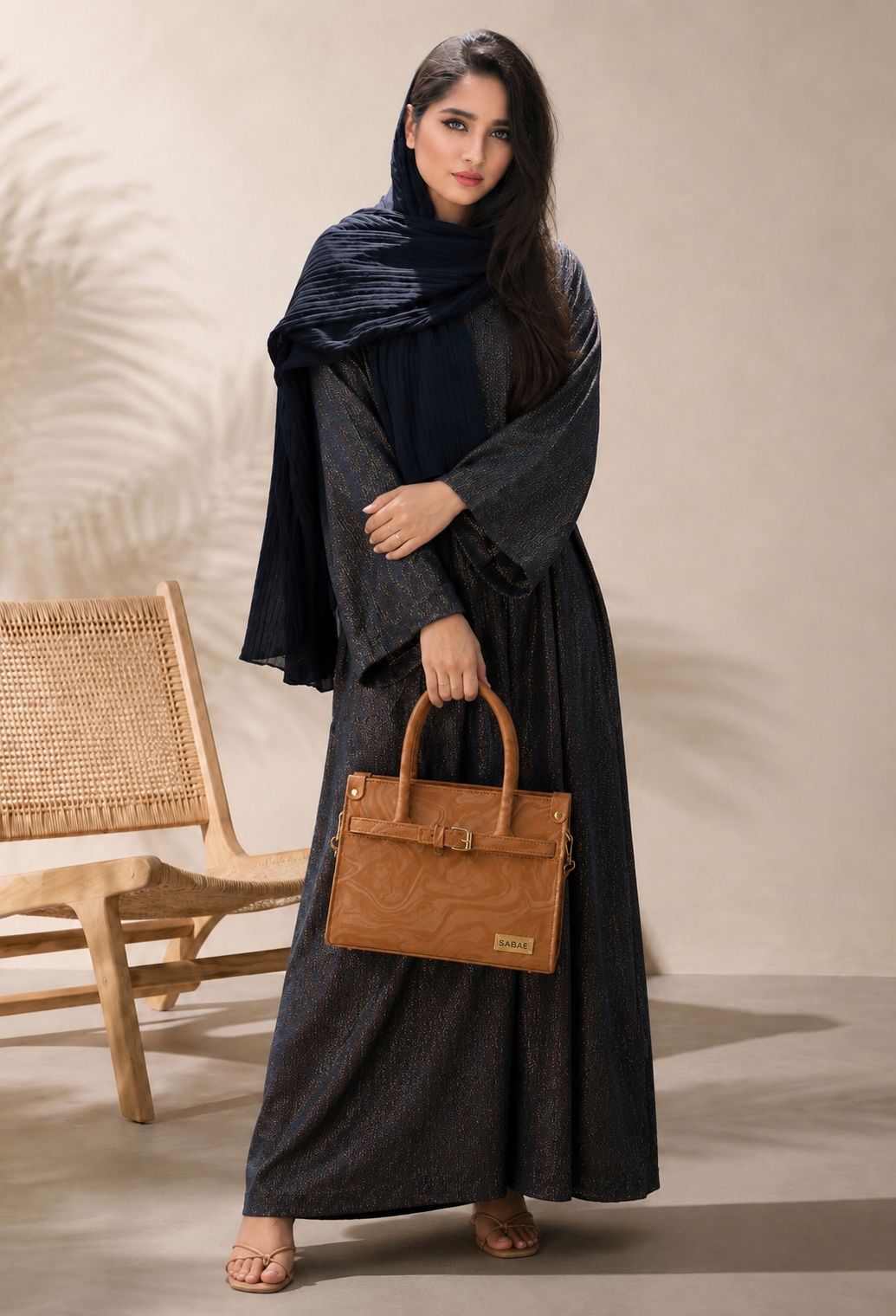 Sabaé Luxe Marble HandBag – Camel Brown
