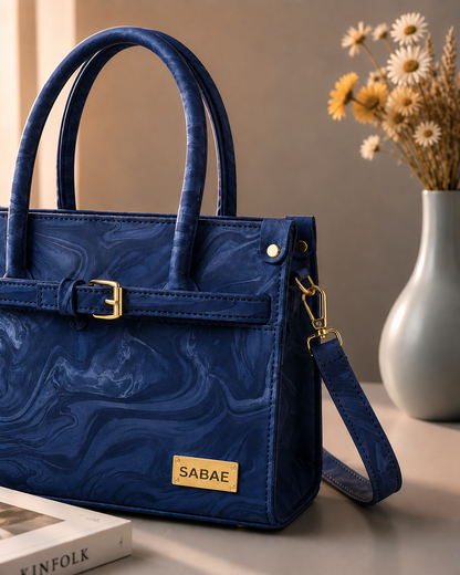 Sabaé Luxe Marble HandBag – Navy Blue