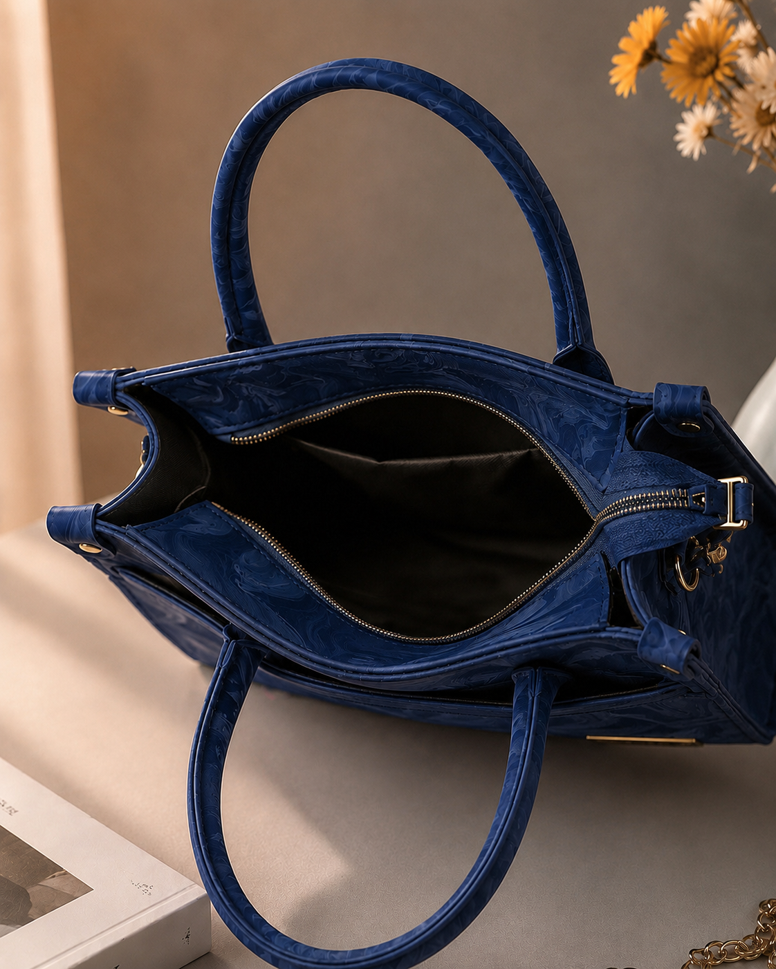 Sabaé Luxe Marble HandBag – Navy Blue