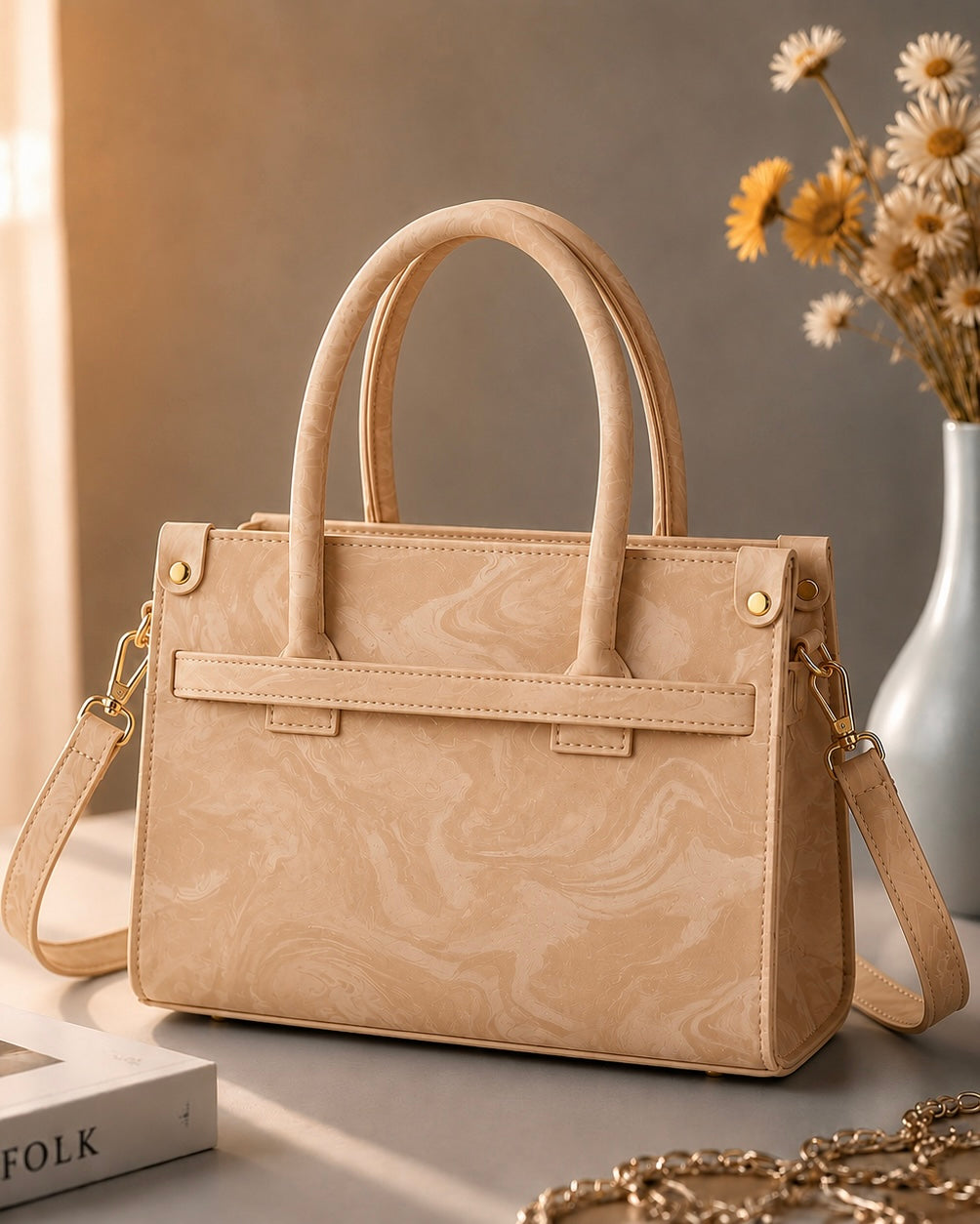 Sabaé Luxe Marble HandBag – Beige