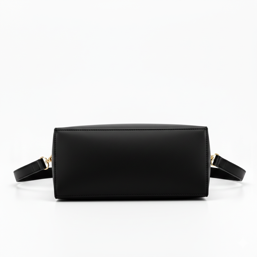 Black and Gray Handbag with Vintage Perfume Design – A Fashionable Statement Piece