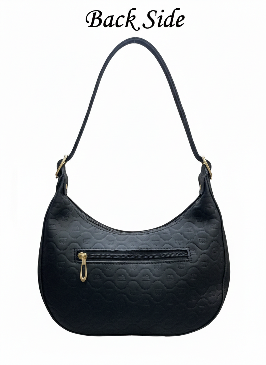 Elegant Camel Brown Moon Bag with Golden Accents and Stylish Scarf – The Ultimate Fashion Accessory