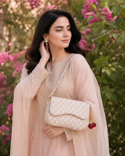 Cherry Charm Crossbody Bag – Check