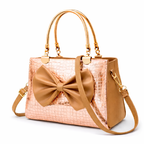Elegant Rose Golden Bow Handbag with Gold Accents – Perfect for Every Occasion