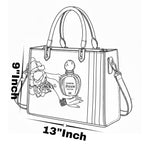 Black and Gray Handbag with Vintage Perfume Design – A Fashionable Statement Piece