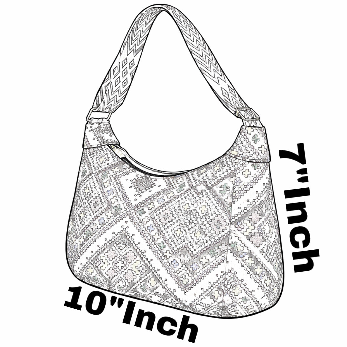 Stylish Trendy Ethnic Print Canvas Shoulder Bag with Adjustable Strap