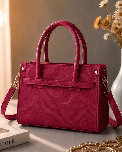 Sabaé Luxe Marble HandBag – Maroon