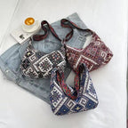 Stylish Trendy Ethnic Print Canvas Shoulder Bag with Adjustable Strap