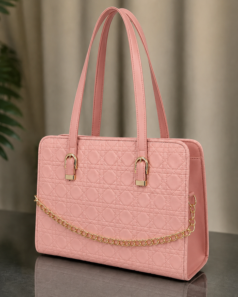 Majestic Chain Tote - Blush Pink