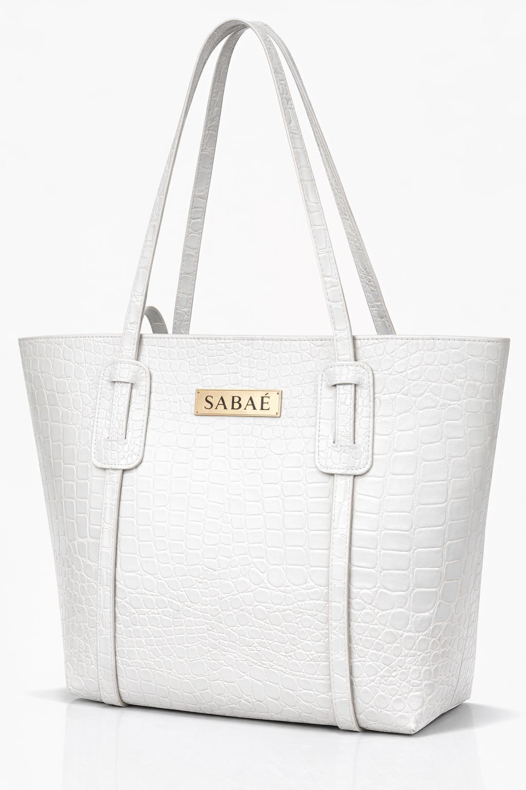 Elegant Croc-Embossed Tote Bag with Gold Logo Accent