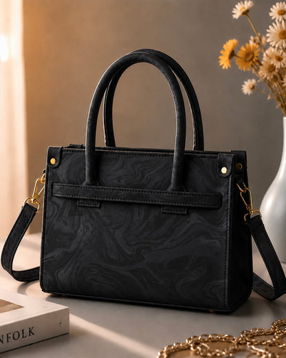 Sabaé Luxe Marble HandBag – Black