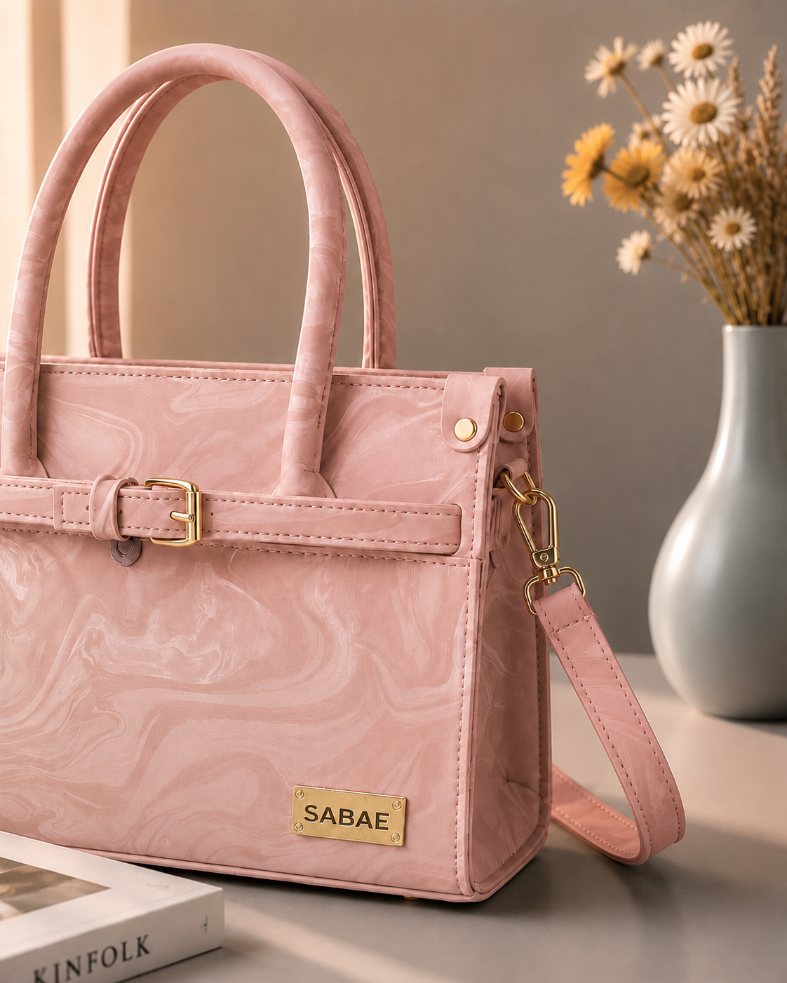 Sabaé Luxe Marble HandBag – Blush Pink